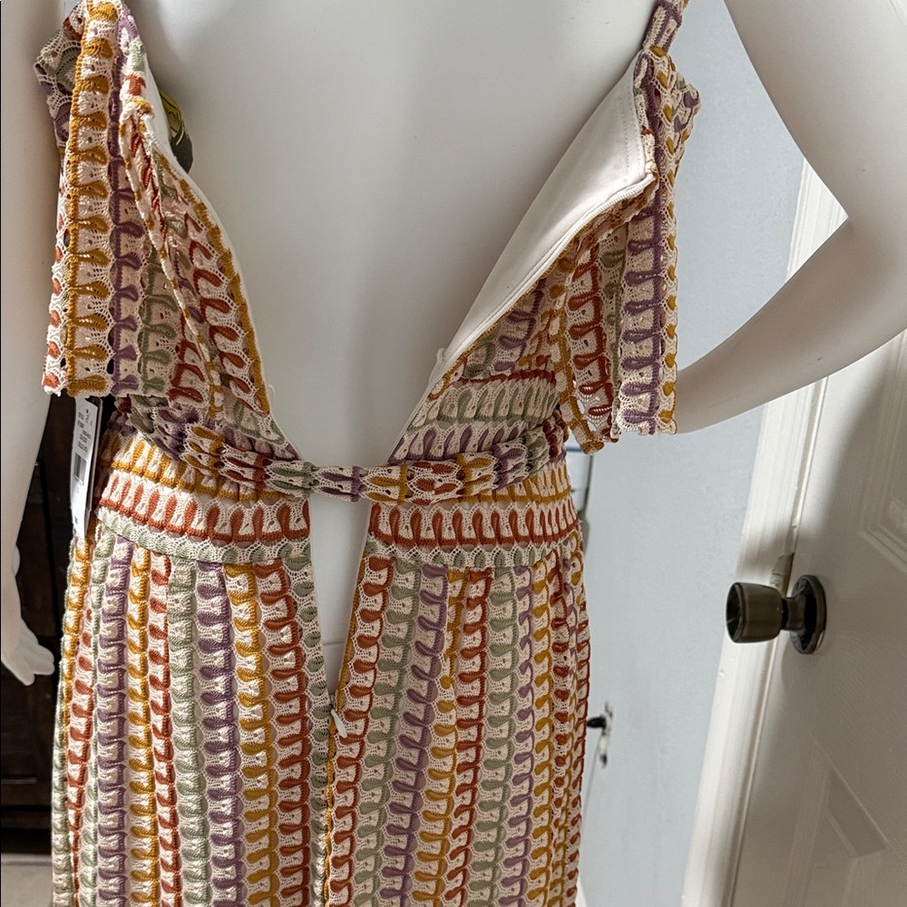 Multicolor Striped Crochet-Style Maxi Dress with Cropped Tank - Picture 9 of 14